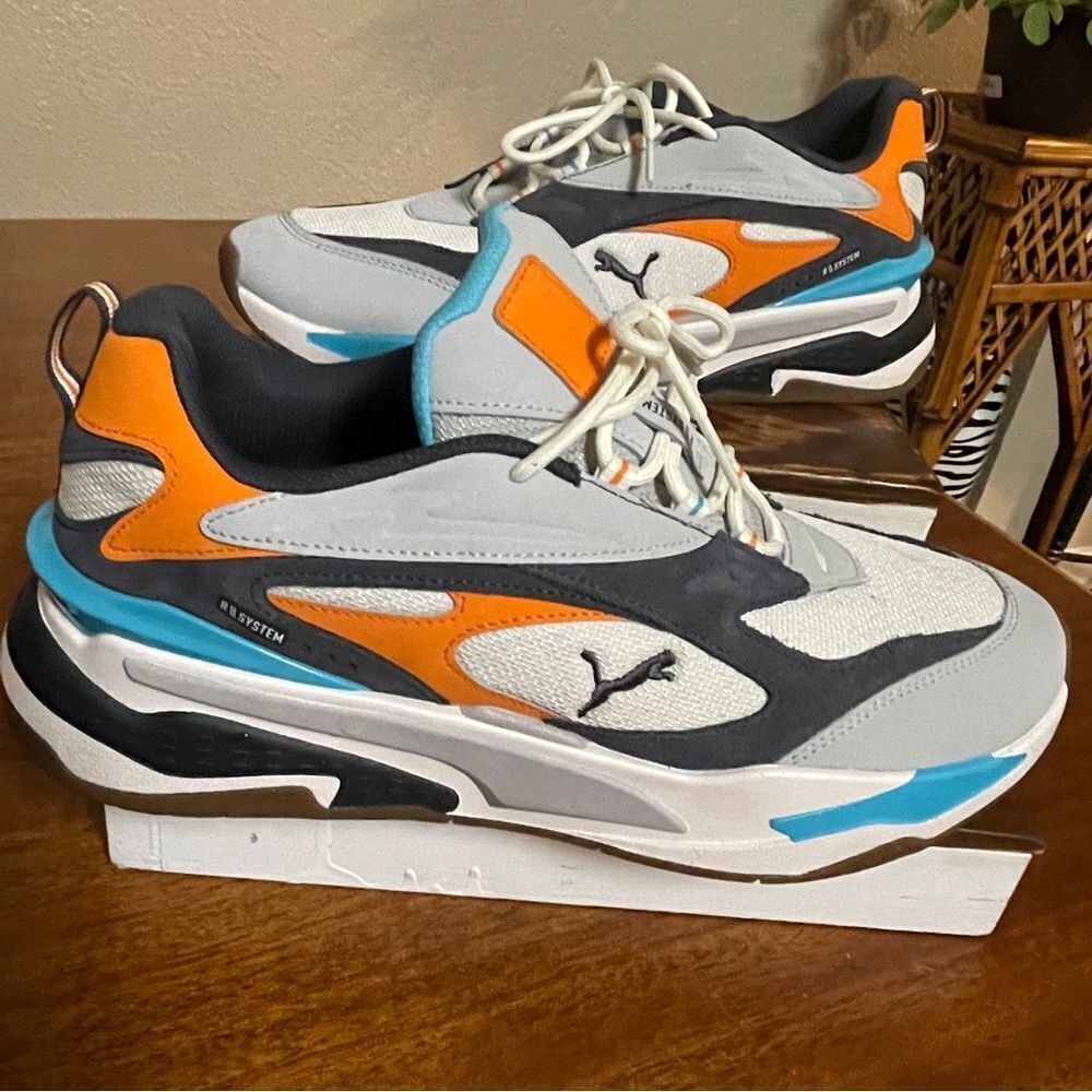 NWOB Puma RS-Fast Buck 381037-02 Low Top Running Shoes Grey Violet Orange 9.5